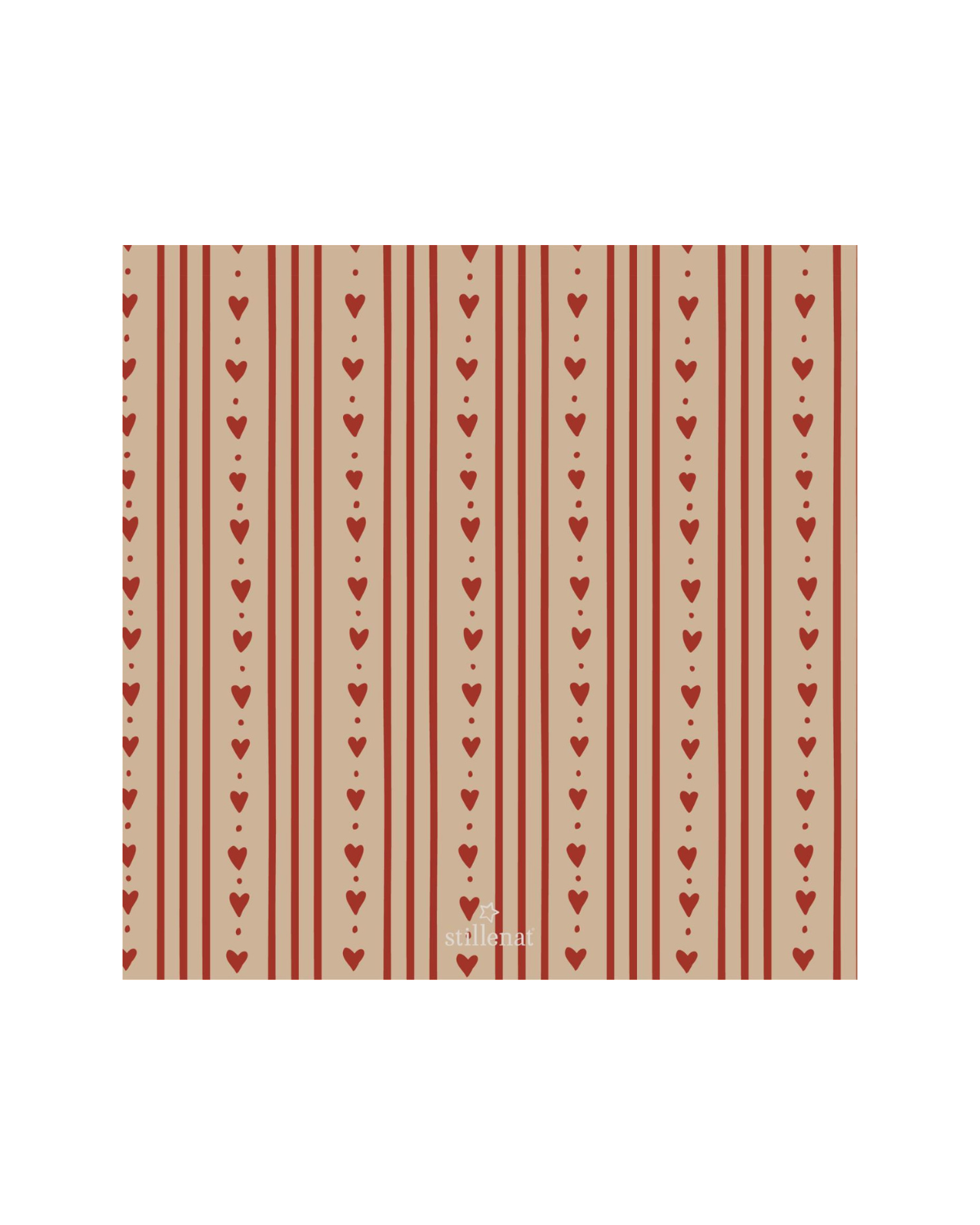 Serviet 16,5x16,5 cm - Hjerter og striber - 20 stk.