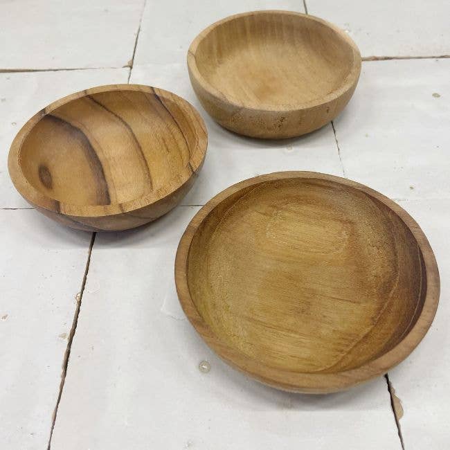 Skål i teaktræ, 8 cm diameter: Teak 8cm