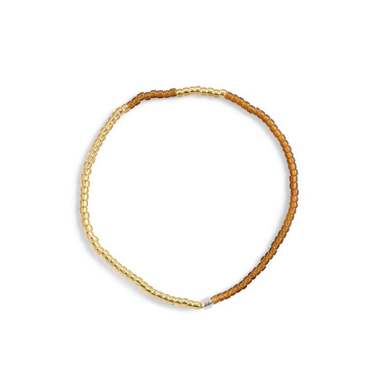 Armbånd i glasperler: Brun/guld