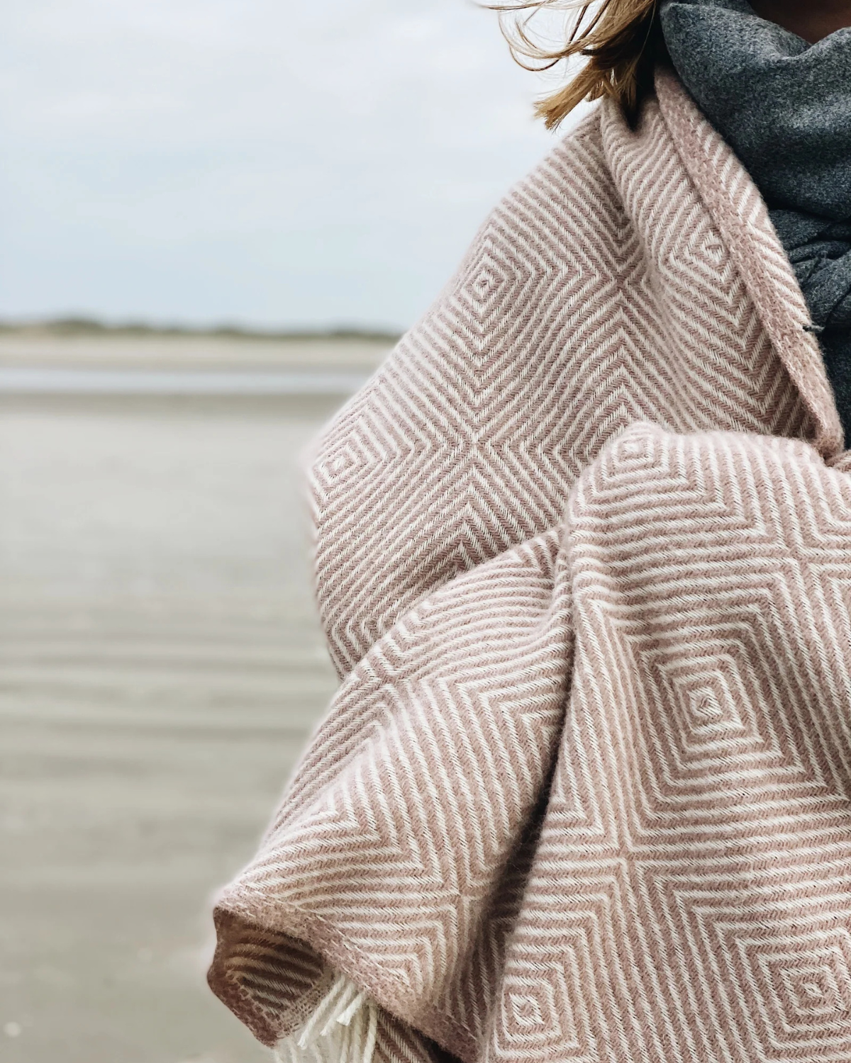 Fanø plaid Uld 140x240cm - Dusty Rose