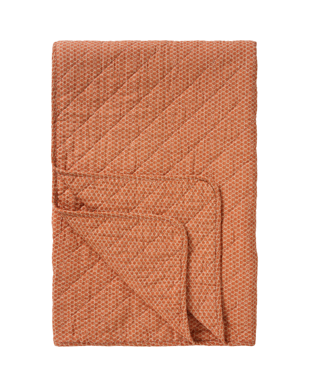 Quilt 130x180 cm – m/orange blokmønster