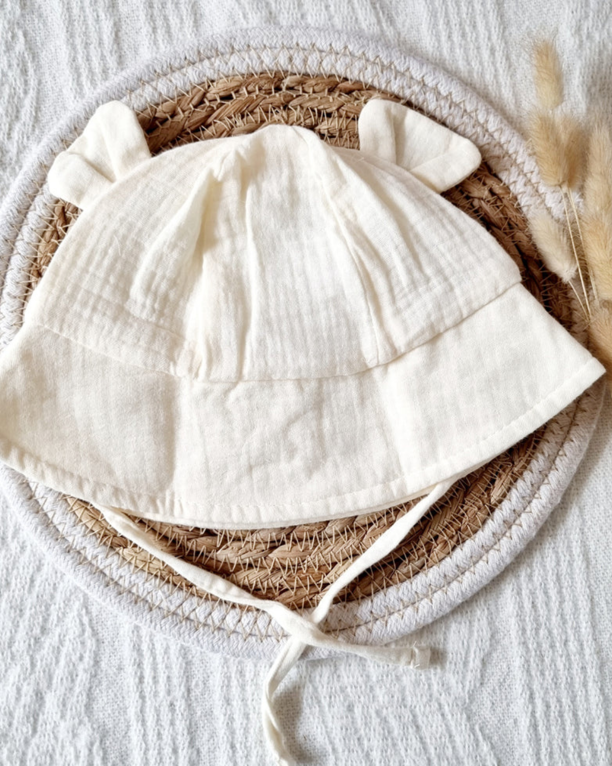 Musselin solhat til baby – beige
