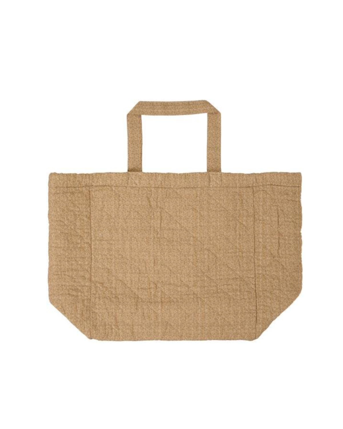 Quiltet bomuldstaske – Beige m/små brune blomster